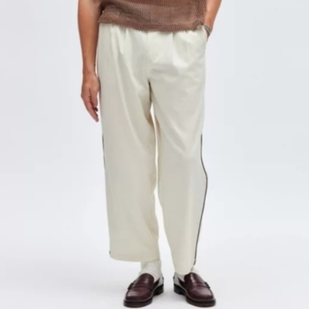 Standard Cloth Men's Jason Pleated Trouser Pant Ivory, 34